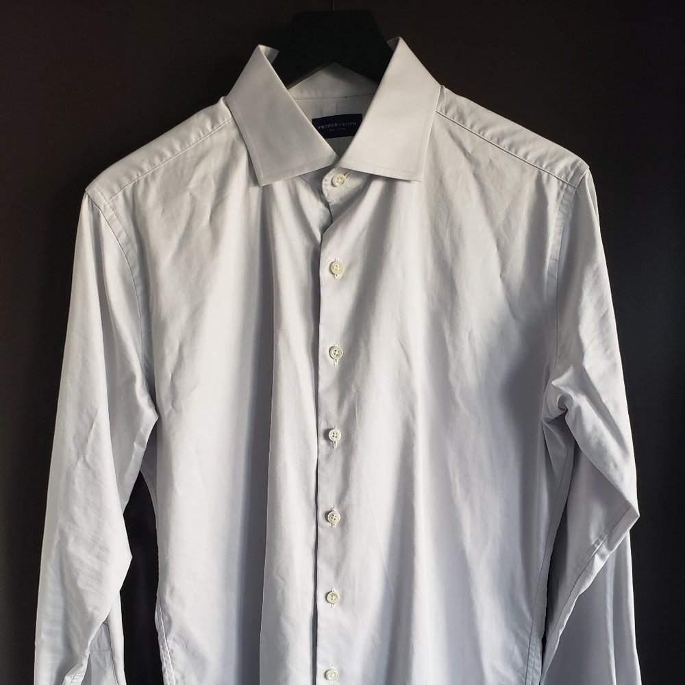 Proper Cloth LS Button Down Stafford Light Grey Twill